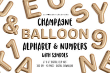 Load image into Gallery viewer, Champagne Foil Balloon Alphabet Clip Art
