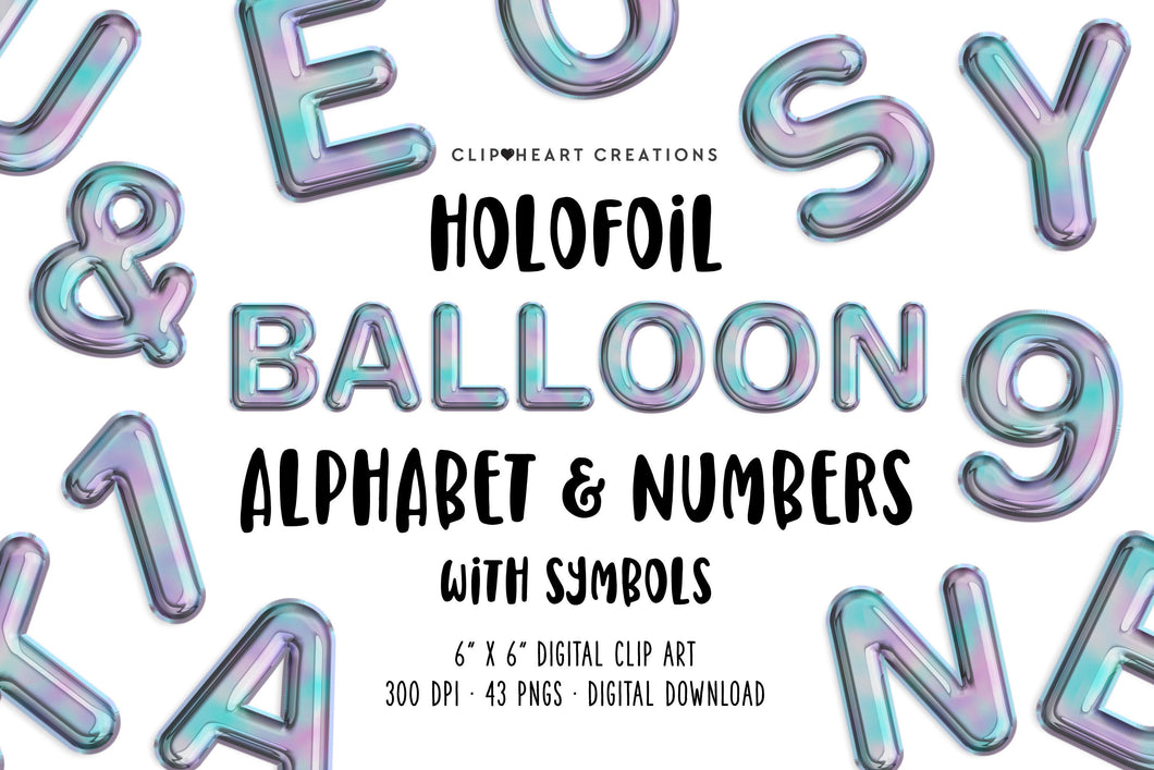 Holographic Foil Balloon Alphabet Clip Art