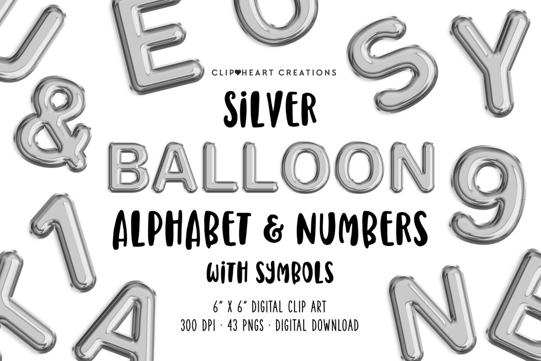 Silver Foil Balloon Alphabet Clip Art