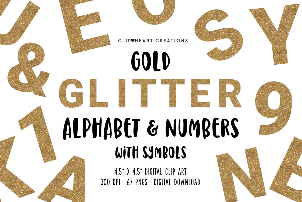 Gold Glitter Alphabet Clip Art