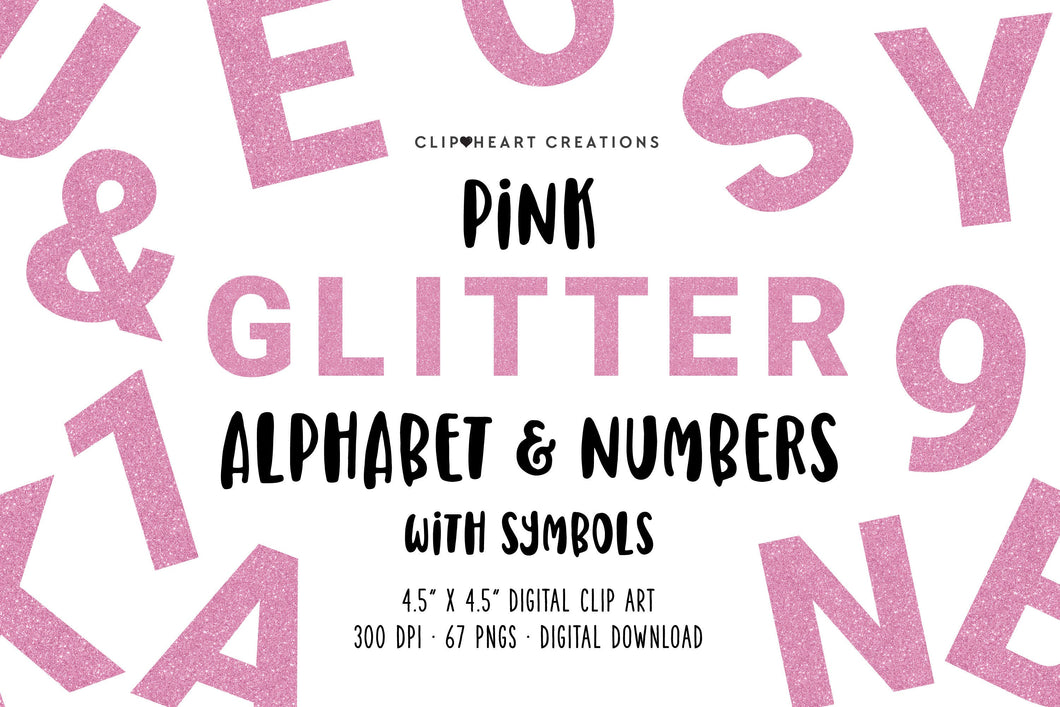 Pink Glitter Alphabet Clip Art