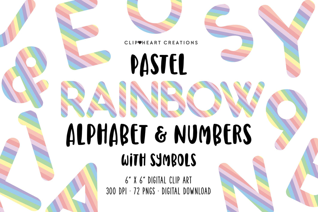 Pastel Rainbow Alphabet Clip Art