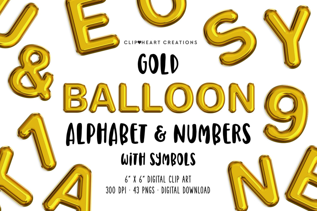 Gold Foil Balloon Alphabet Clip Art