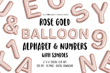 Load image into Gallery viewer, Rose Gold Foil Balloon Alphabet Clip Art
