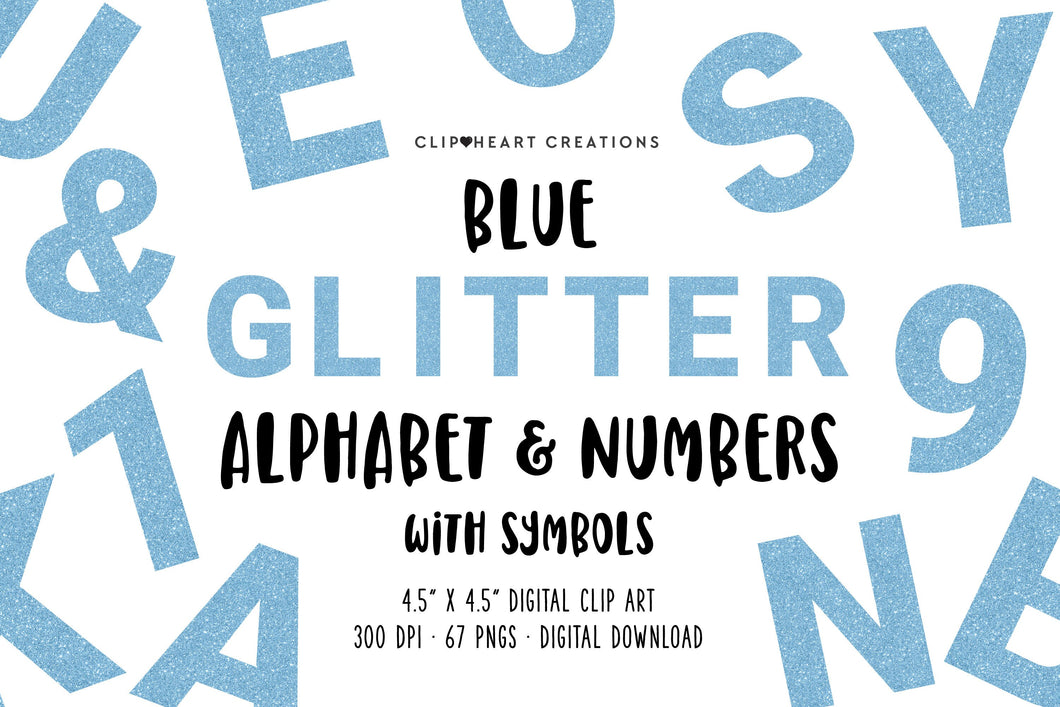 Blue Glitter Alphabet Clip Art