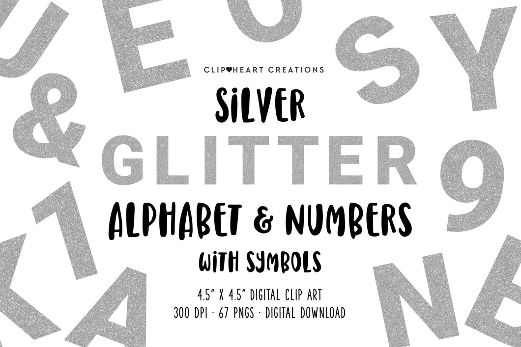 Silver Glitter Alphabet Clip Art