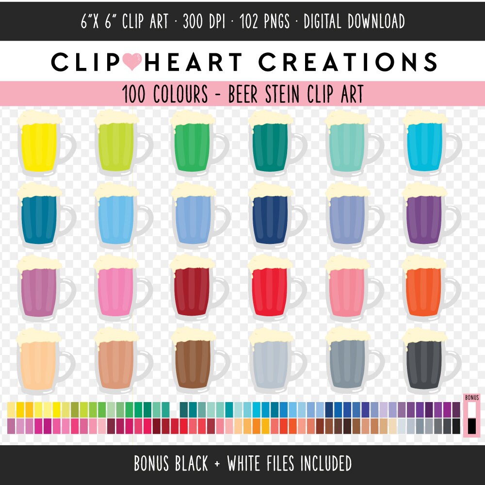 100 Beer Stein Digital Clip Art