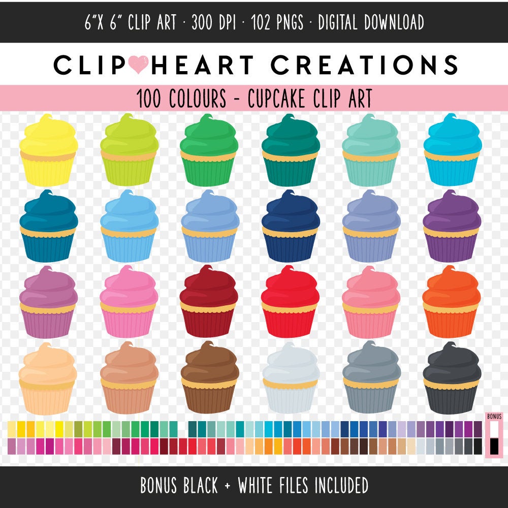 100 Cupcake Digital Clip Art