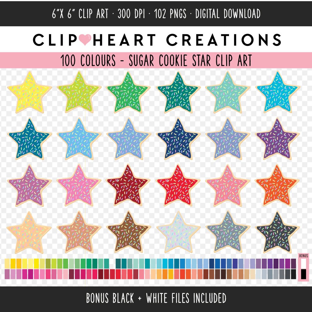 100 Star Sugar Cookie Clip Art