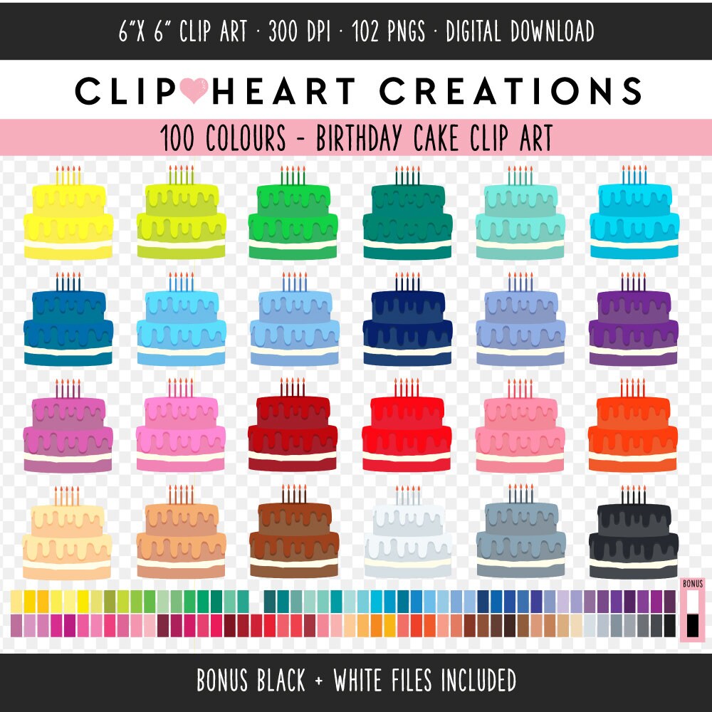 100 Birthday Cake Clip Art