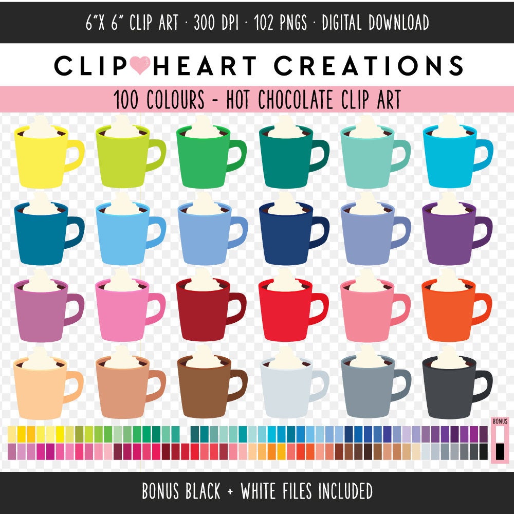 100 Hot Chocolate Digital Clip Art