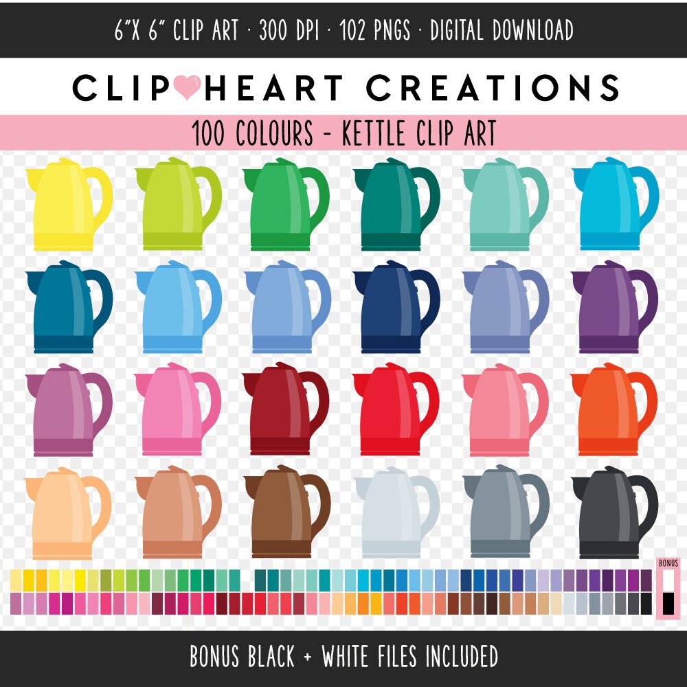 100 Kettle Digital Clip Art