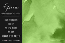 Load image into Gallery viewer, Green Watercolor Digital Papers
