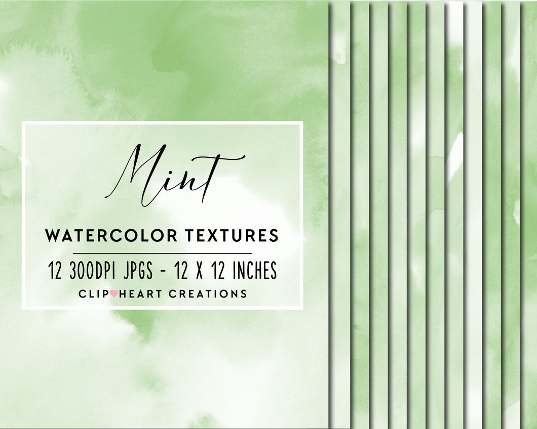 Mint Watercolor Digital Papers