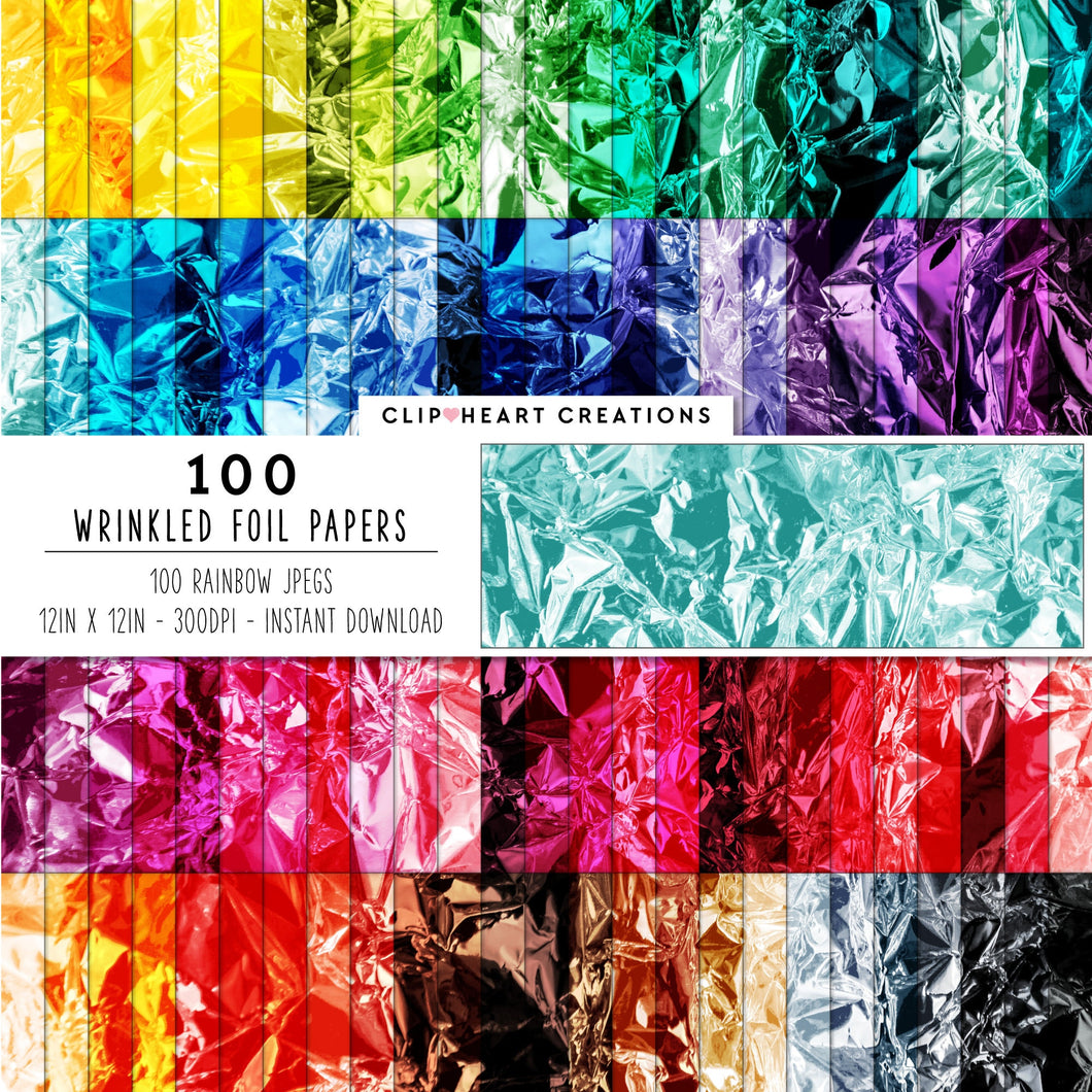 100 Wrinkled Foil Texture Digital Papers