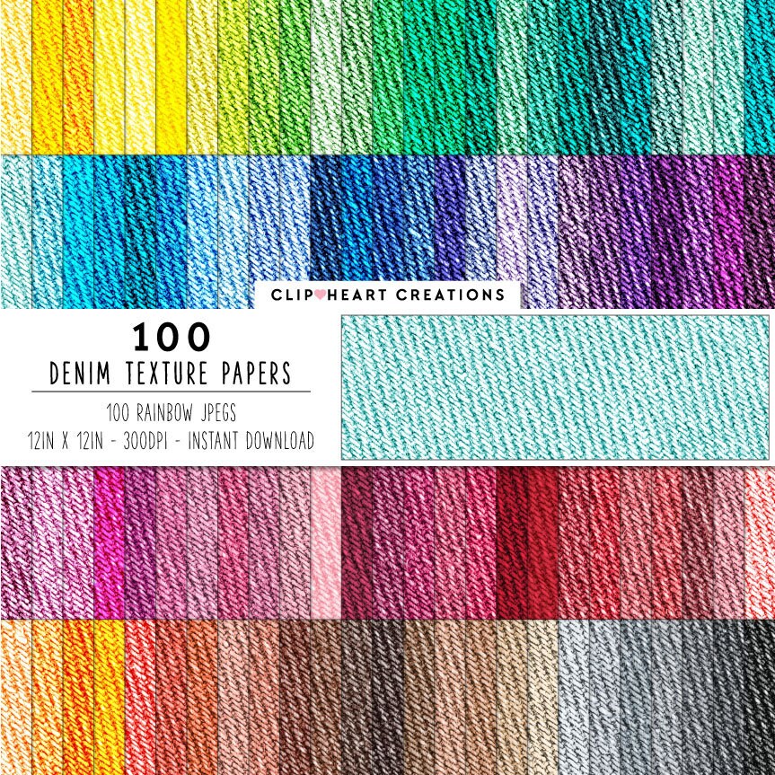 100 Denim Texture Digital Papers