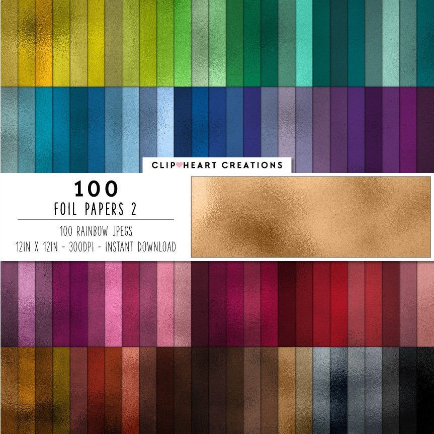 100 Metallic Foil Texture Digital Papers