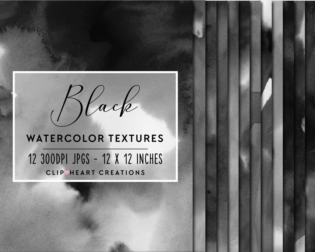 Black Watercolor Digital Papers