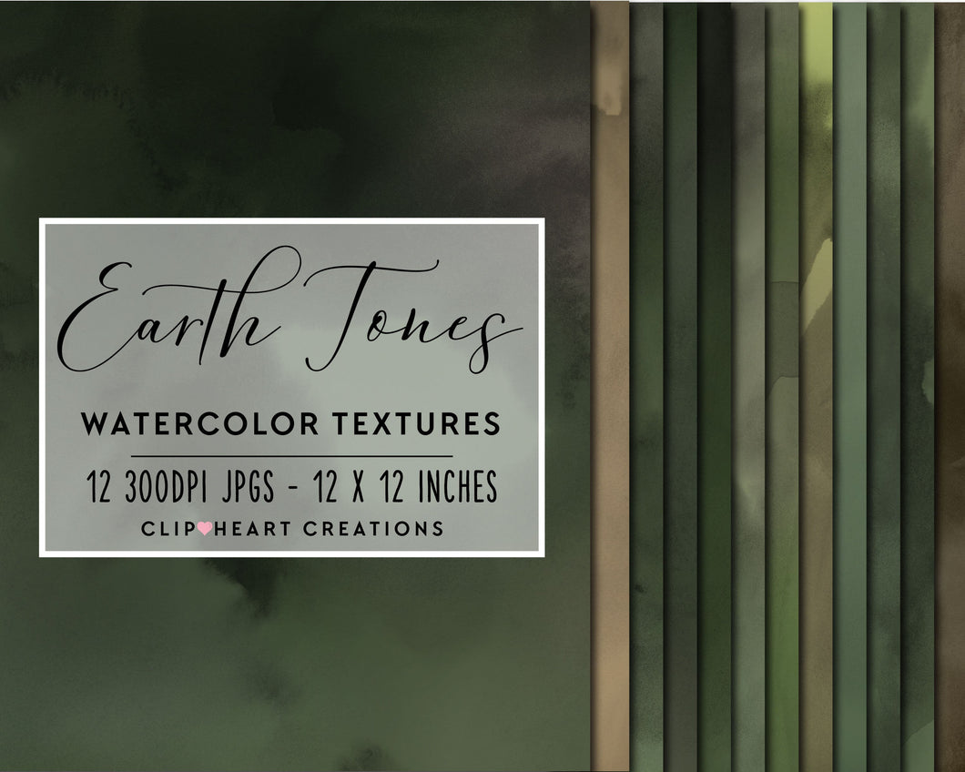 Earth Tones Watercolor Digital Papers