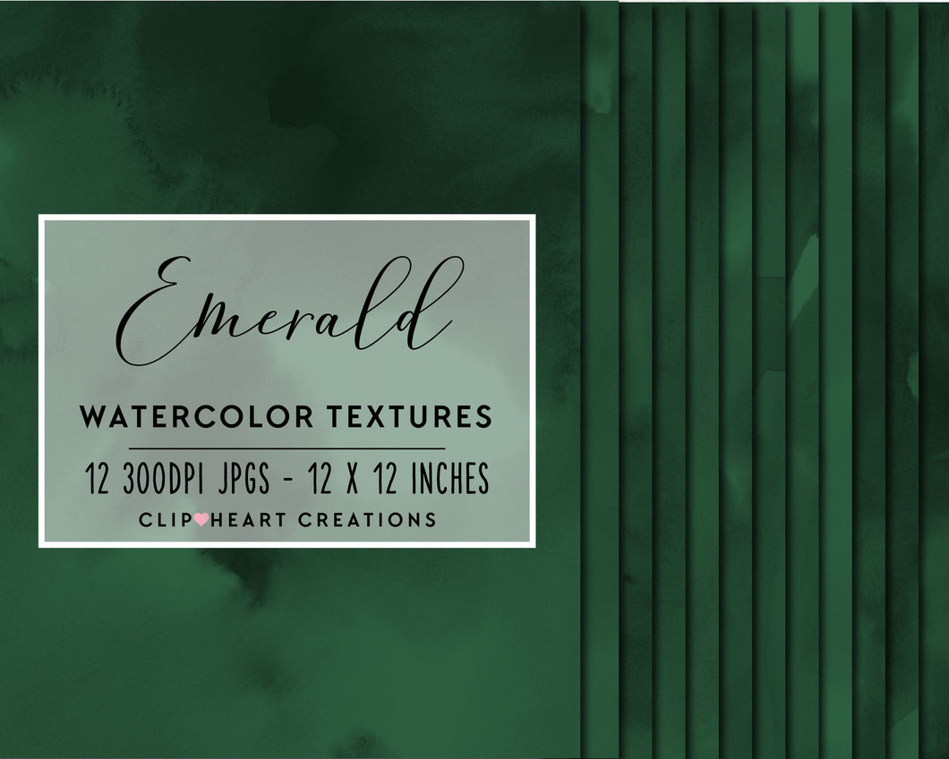 Emerald Green Watercolor Digital Papers