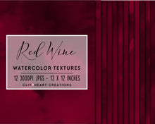 Load image into Gallery viewer, Red Wine Watercolor Digital Papers
