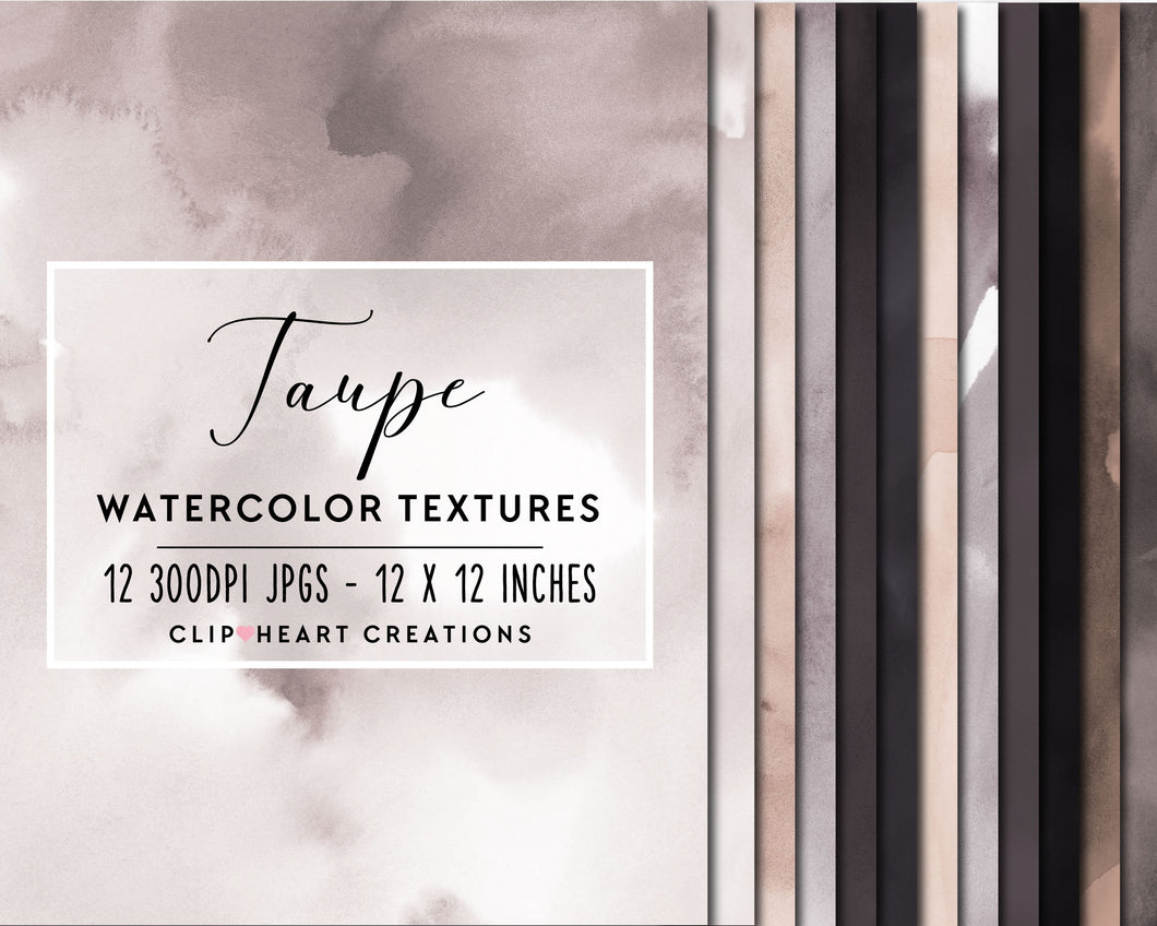 Taupe Watercolor Digital Papers