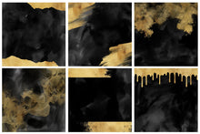 Load image into Gallery viewer, Black &amp; Gold Watercolor and Foil Digital Papers
