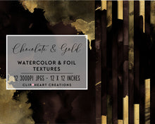 Load image into Gallery viewer, Brown &amp; Gold Watercolor and Foil Digital Papers
