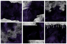 Load image into Gallery viewer, Purple &amp; Silver Watercolor and Foil Digital Papers
