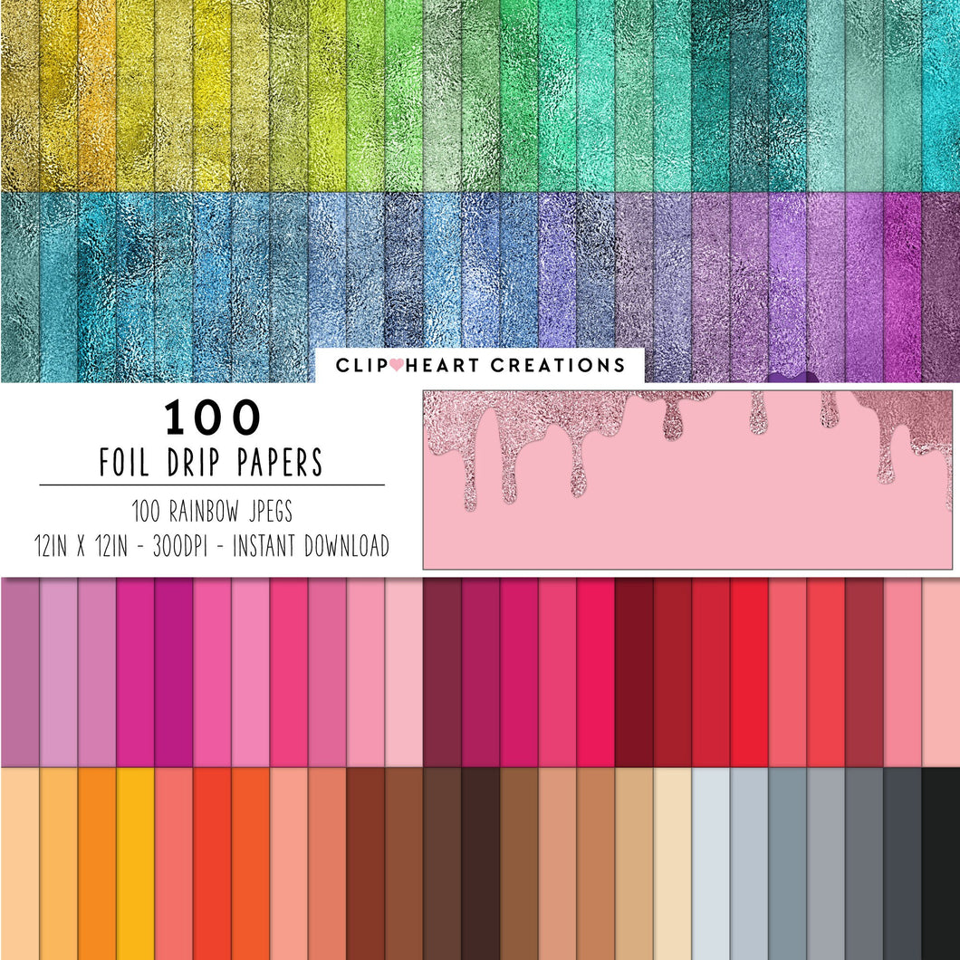 100 Foil Drip Digital Papers