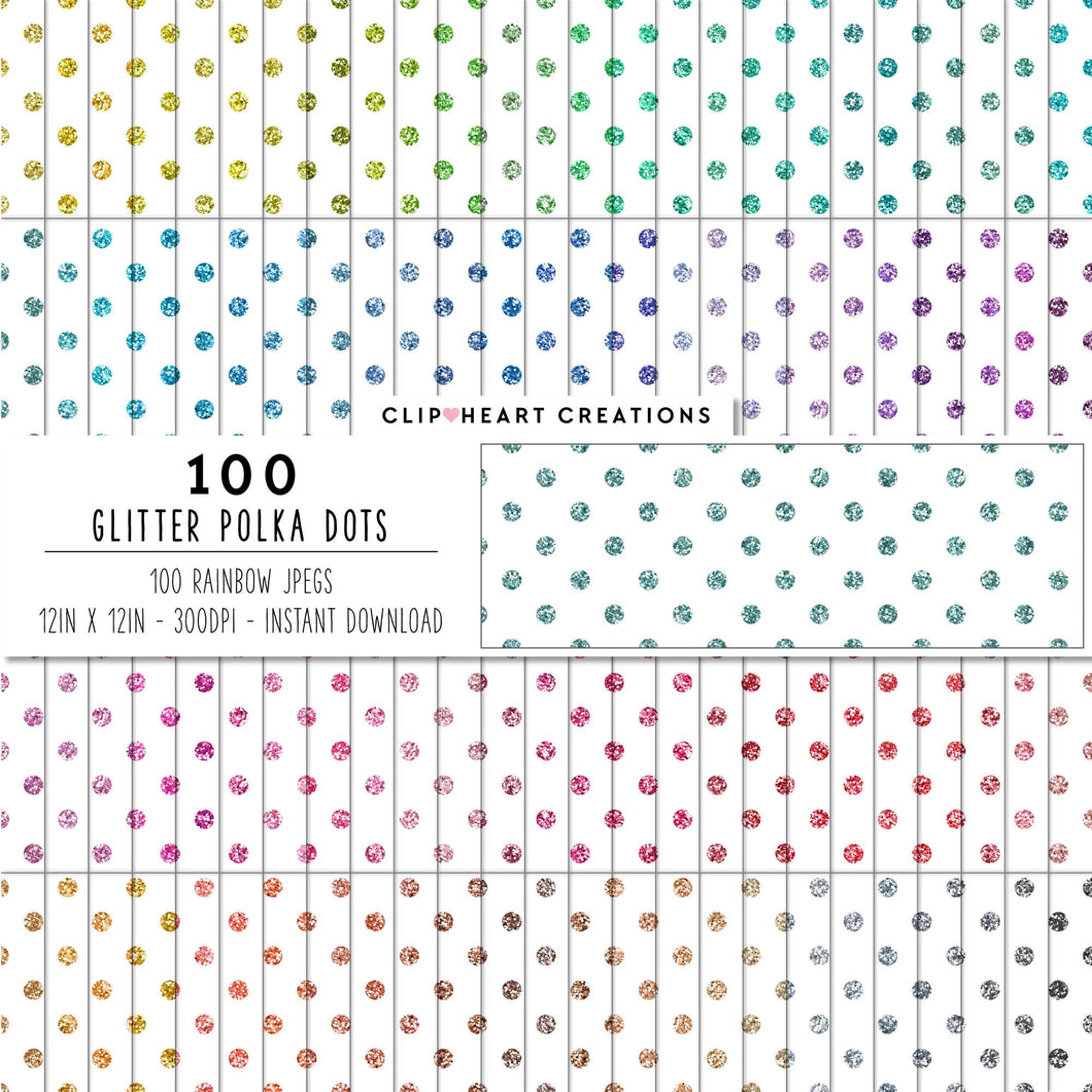 100 Glitter Polka Dot Digital Papers