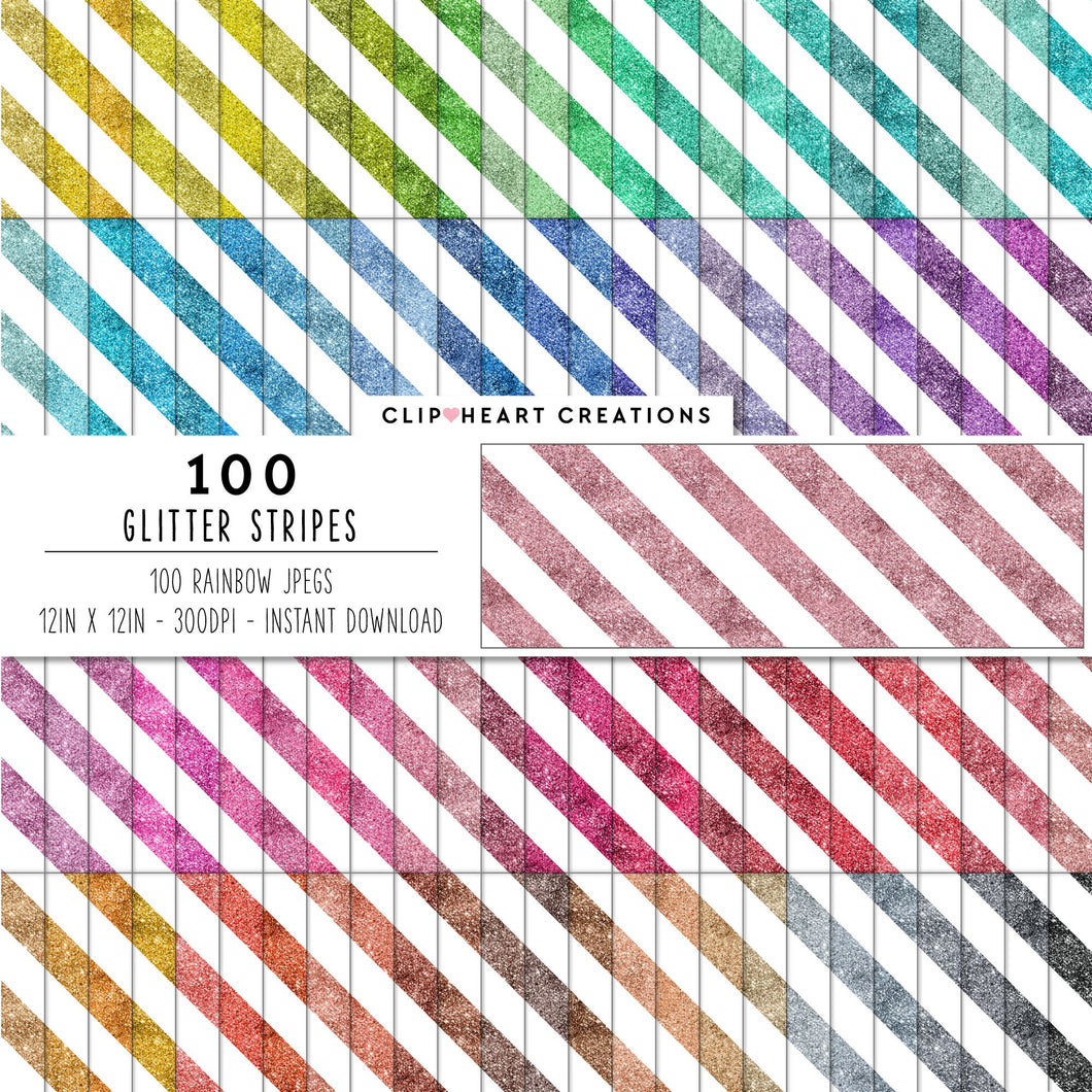 100 Glitter Stripes Digital Papers