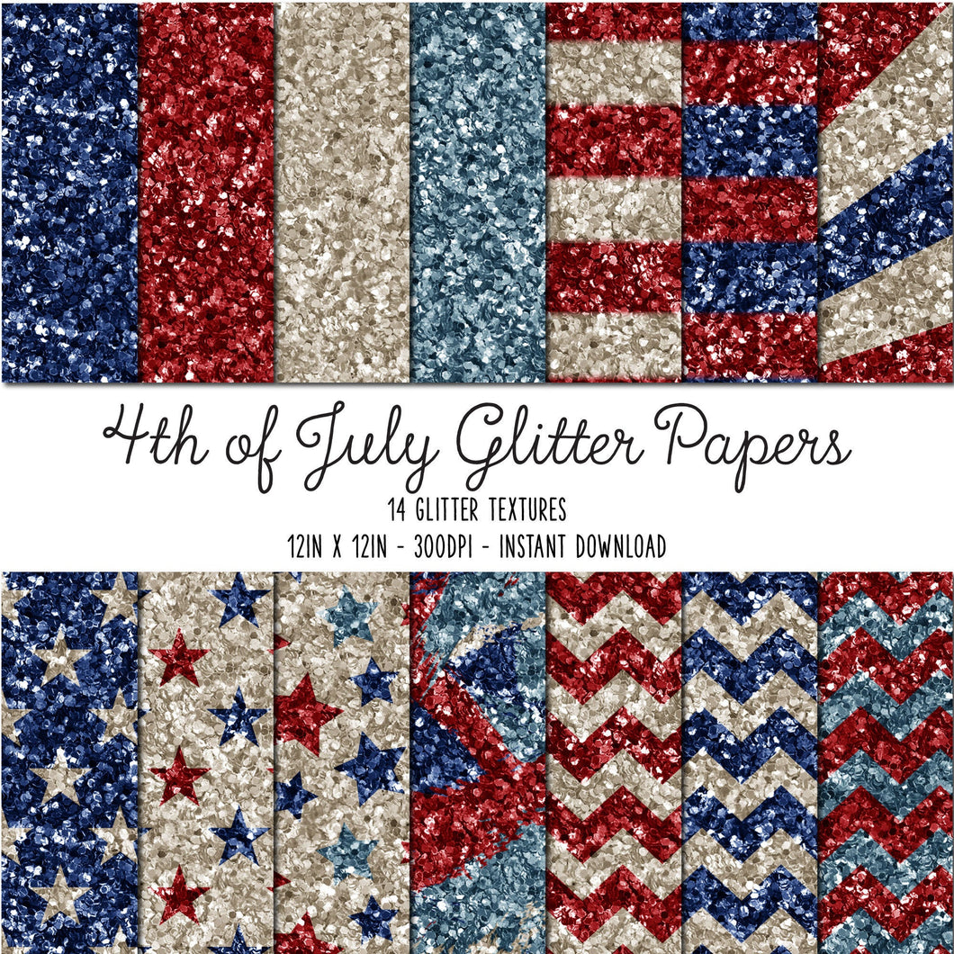 4th of July Glitter Digital Papers