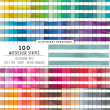 Load image into Gallery viewer, 100 Watercolor Stripes Digital Papers
