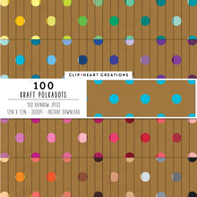 Load image into Gallery viewer, 100 Kraft Polka Dot Pattern Digital Papers
