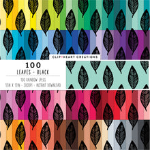 Load image into Gallery viewer, 100 Leaves Pattern Digital Papers (Black)
