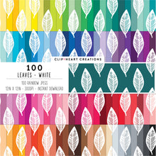 Load image into Gallery viewer, 100 Leaves Pattern Digital Papers (White)
