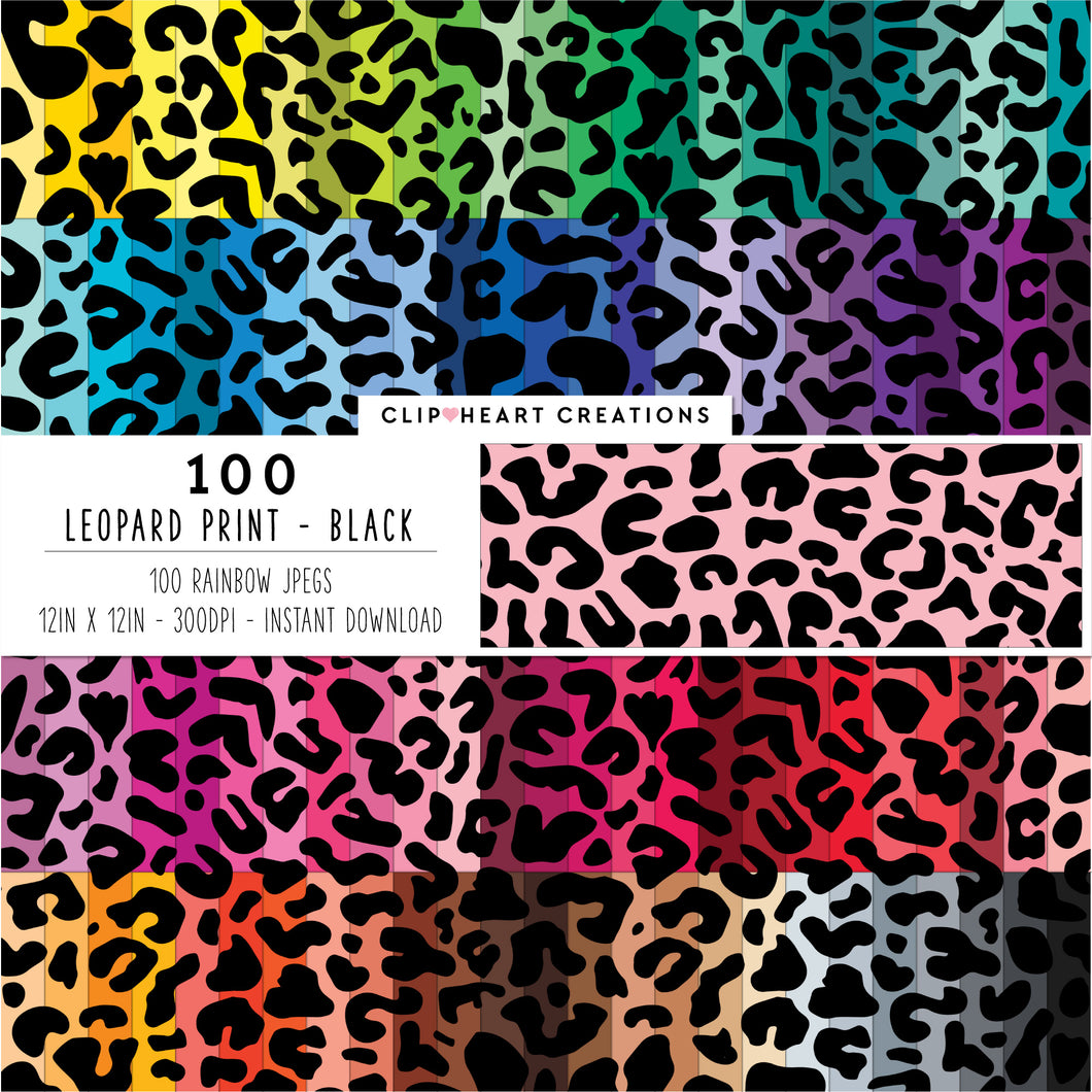 100 Leopard Print Digital Papers (Black)