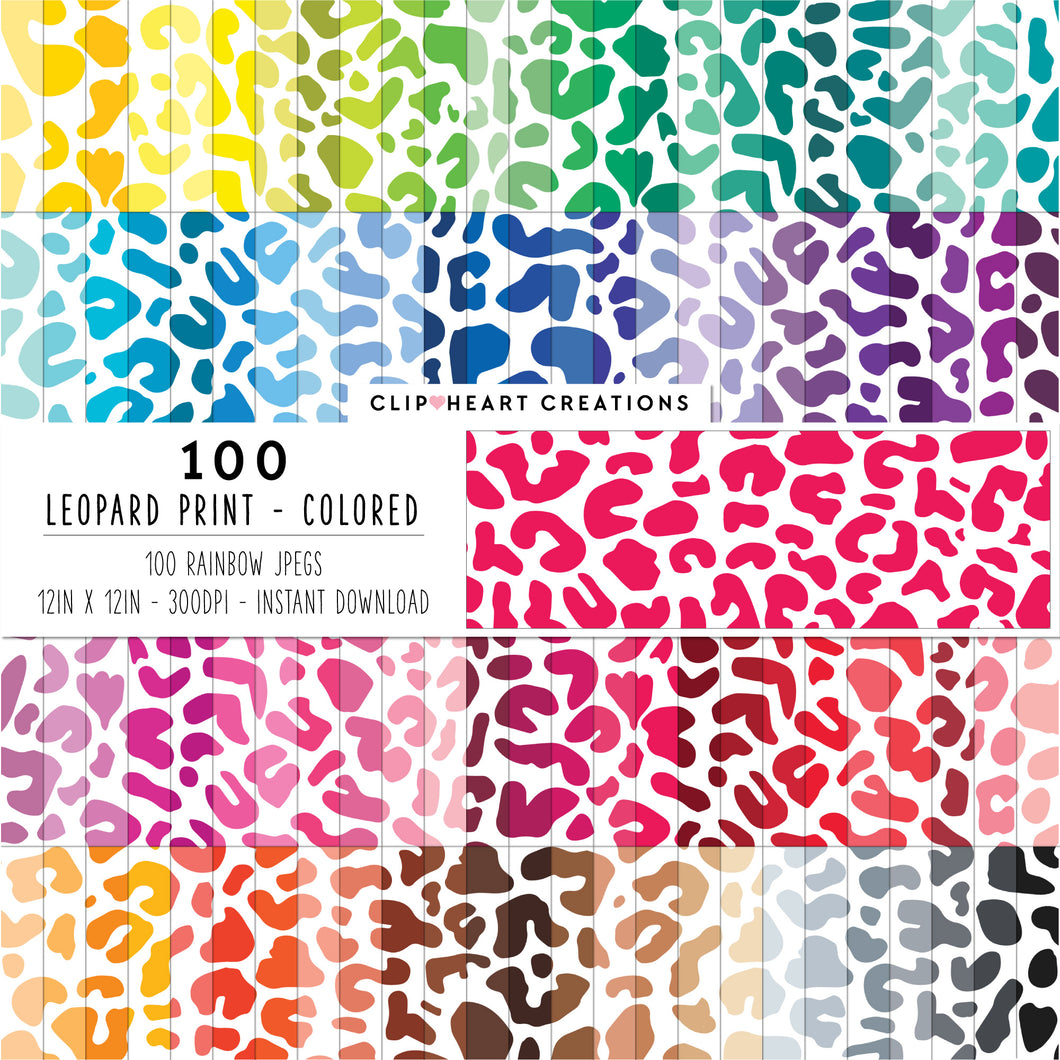 100 Leopard Print Digital Papers (Color)