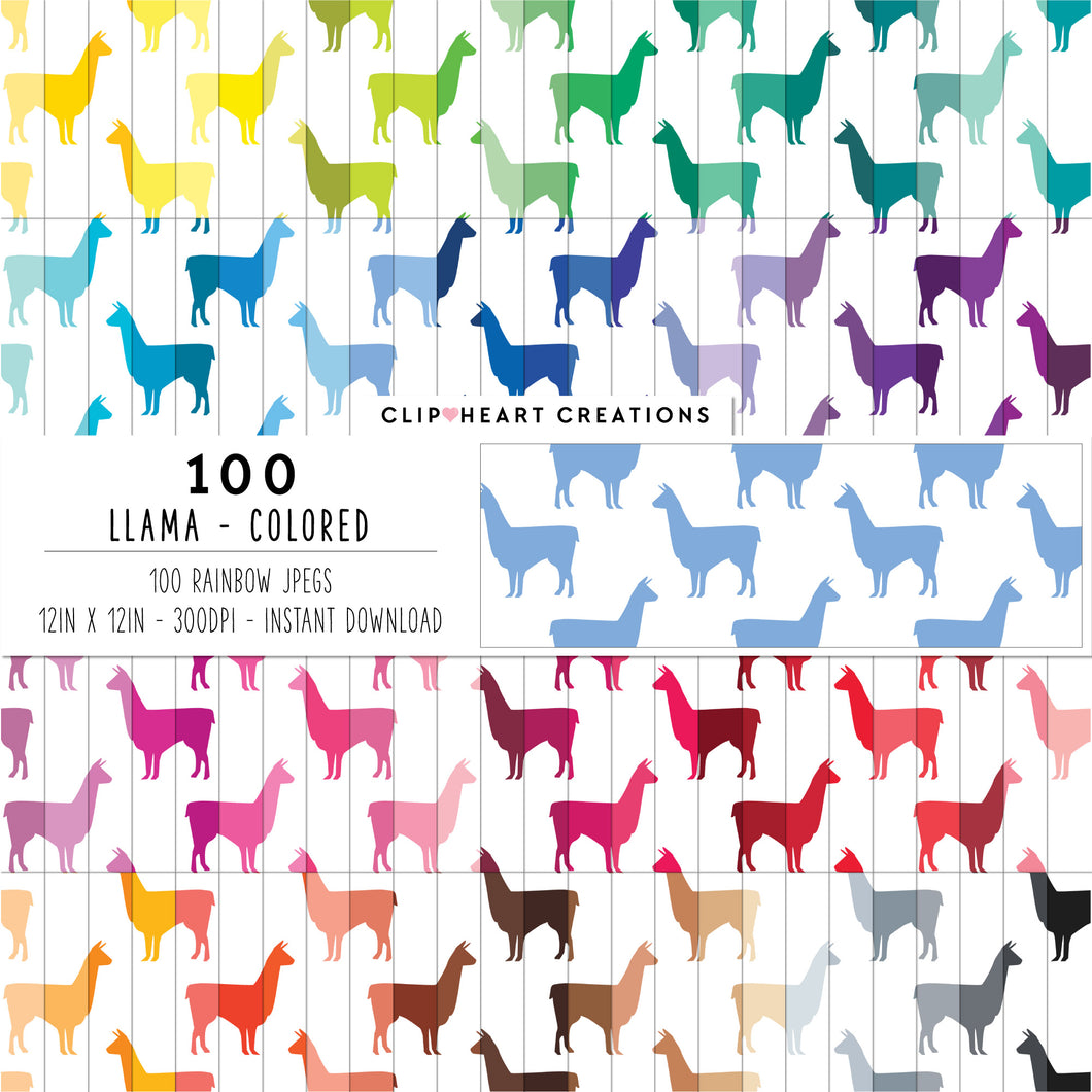 100 Llama Pattern Digital Papers (Color)