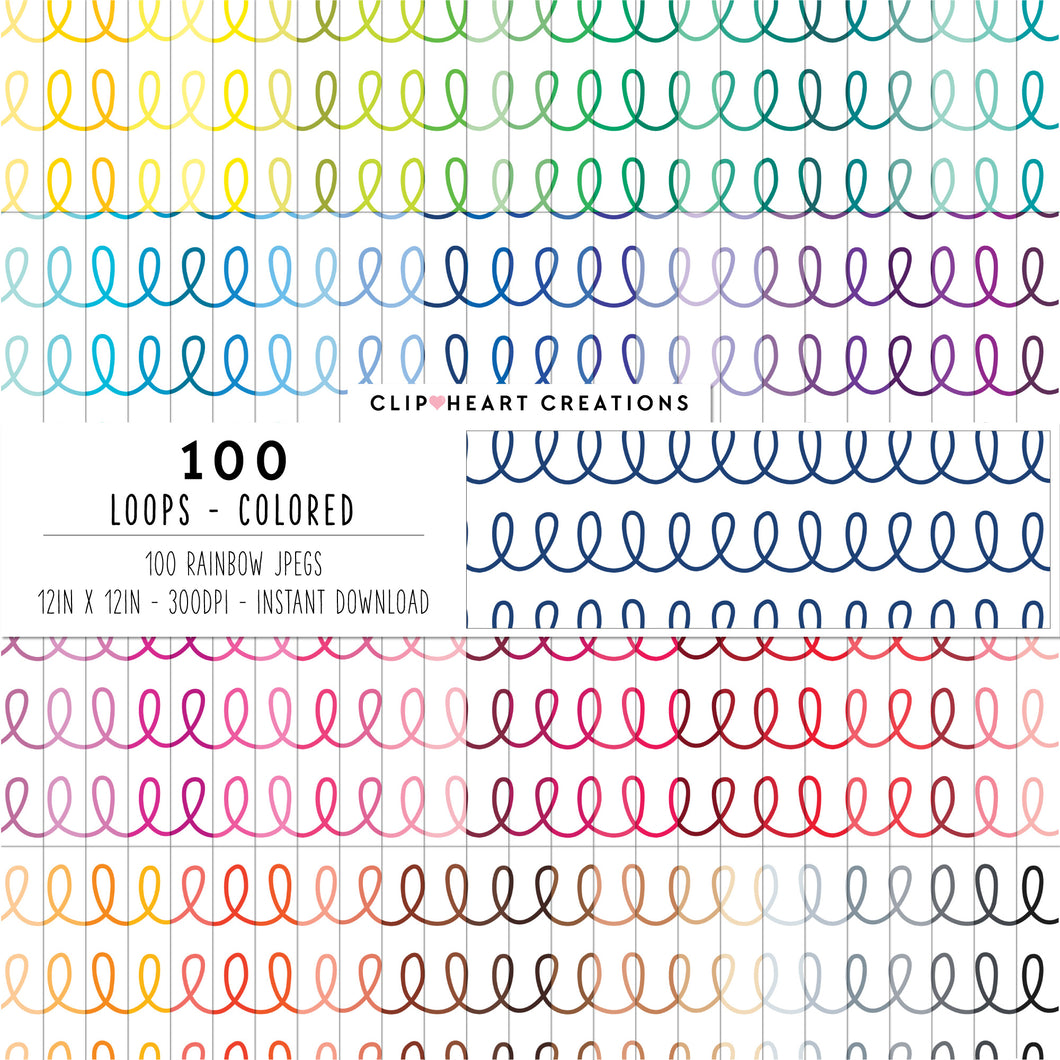 100 Loops Pattern Digital Papers (Color)