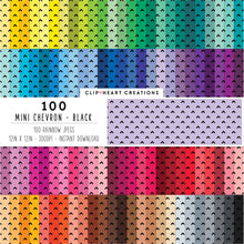 Load image into Gallery viewer, 100 Mini Chevron Digital Papers (Black)
