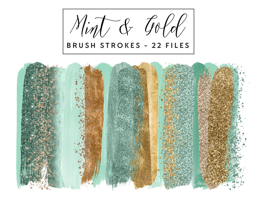 Mint & Gold Brush Strokes