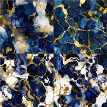 Load image into Gallery viewer, Navy and Gold Alcohol Ink Seamless Digital Papers
