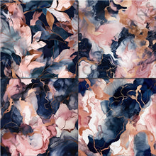 Load image into Gallery viewer, Navy and Rose Gold Alcohol Ink Seamless Digital Papers
