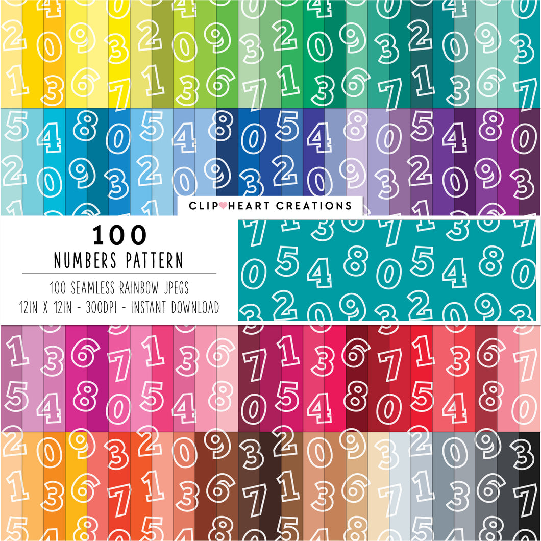 100 Number Outline Pattern Papers