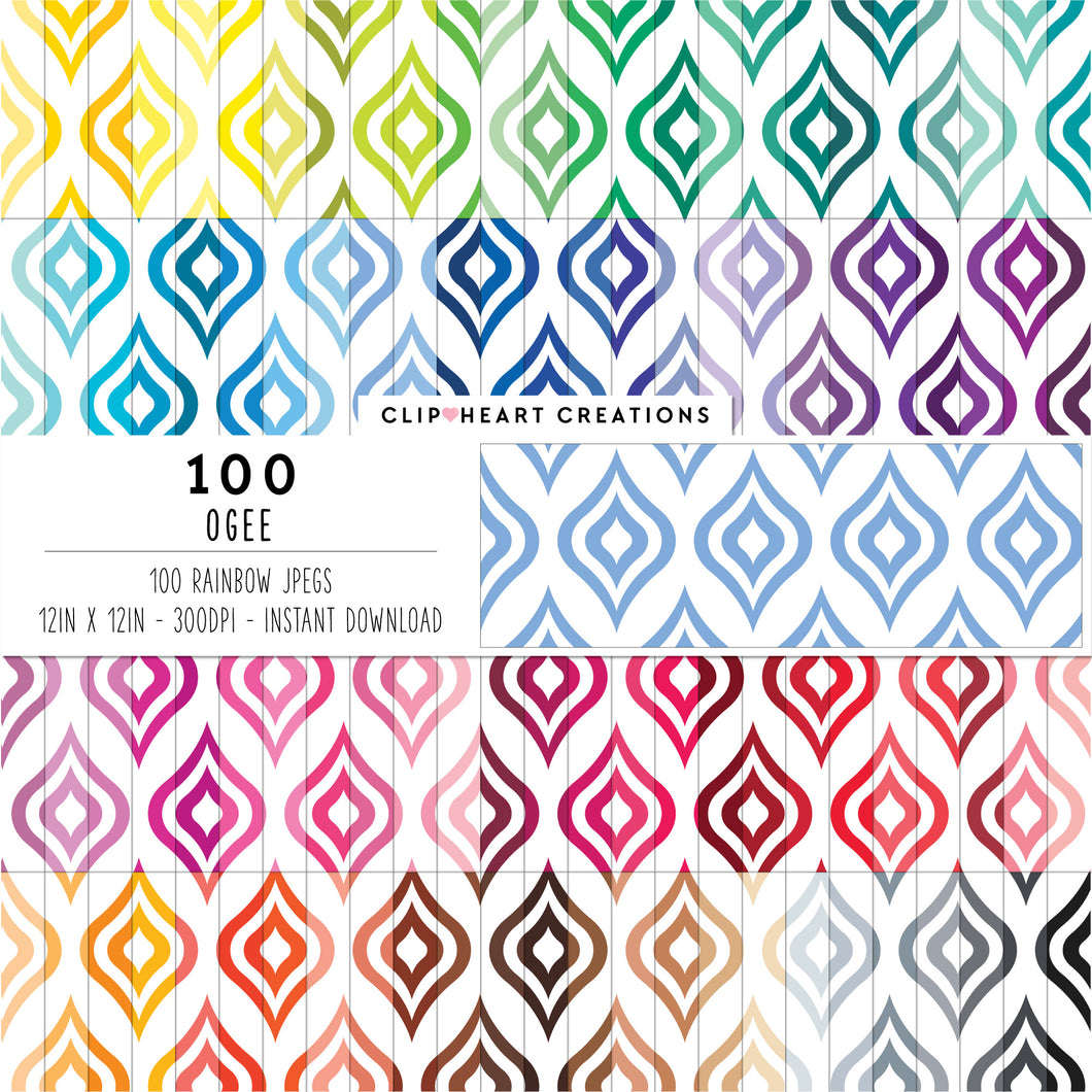 100 Ogee Pattern Digital Papers