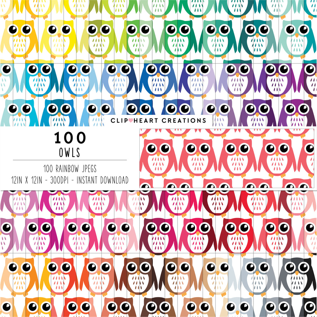 100 Owl Pattern Digital Papers