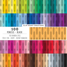 Load image into Gallery viewer, 100 Pencil Pattern Digital Papers (Black)
