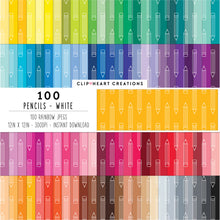 Load image into Gallery viewer, 100 Pencil Pattern Digital Papers (White)
